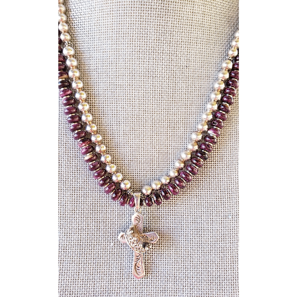 SOLD RARE Purple Spiny Oyster Sterling Silver Necklace - Picture 6 of 7